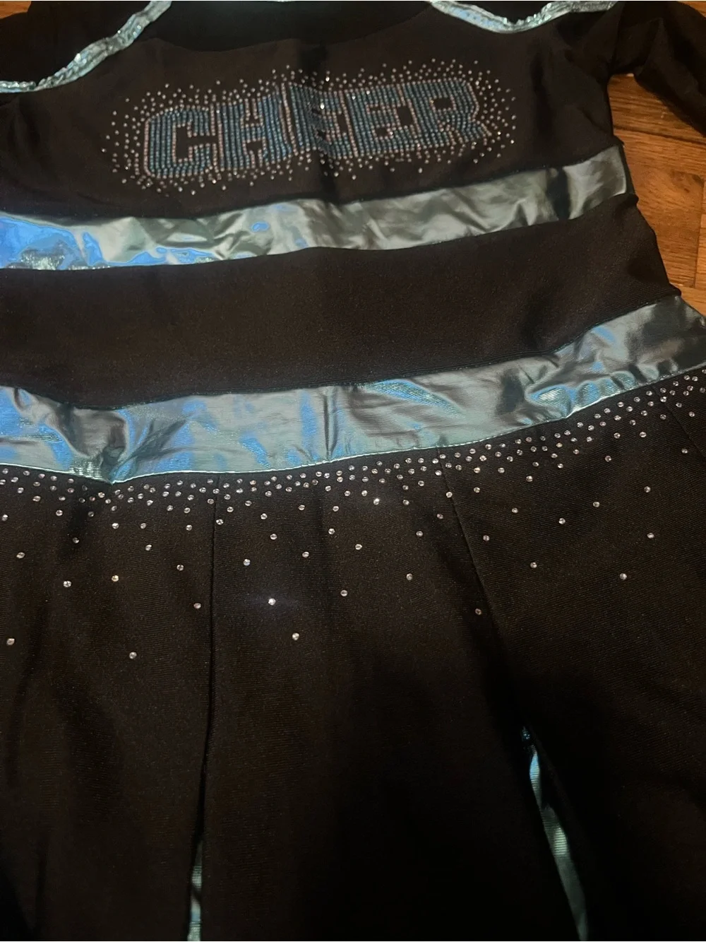 New teal and black  Long Sleeve Cheerleading Dance Halloween uniform girls sz 10